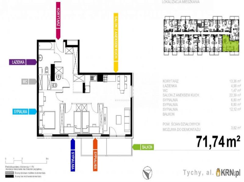 Mieszkanie Tychy 71.74m2, mieszkanie na sprzedaż