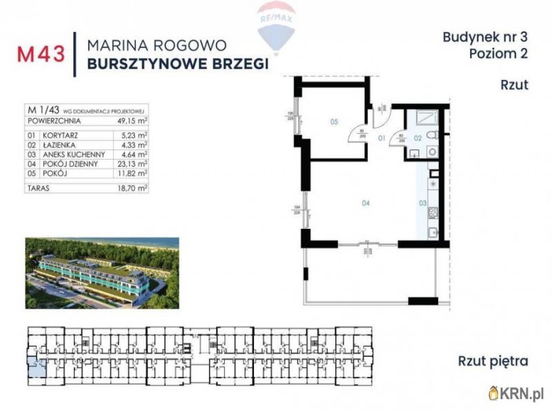 Mieszkanie Rogowo 49.15m2, mieszkanie na sprzedaż