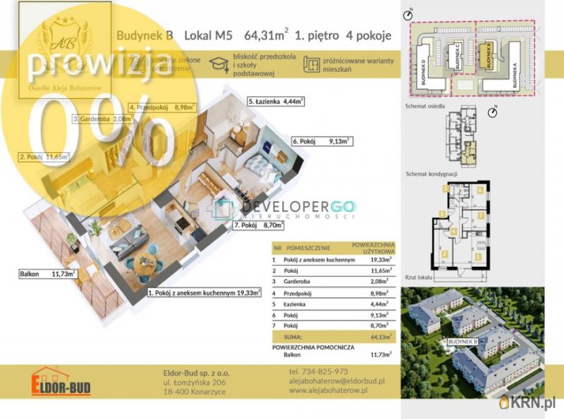 Mieszkanie Komorowo 64.31m2, mieszkanie na sprzedaż