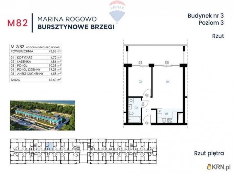 Mieszkanie Rogowo 43.83m2, mieszkanie na sprzedaż