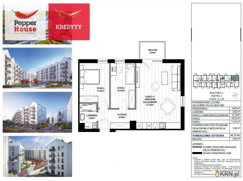 Mieszkanie Gdańsk 61.71m2, mieszkanie na sprzedaż