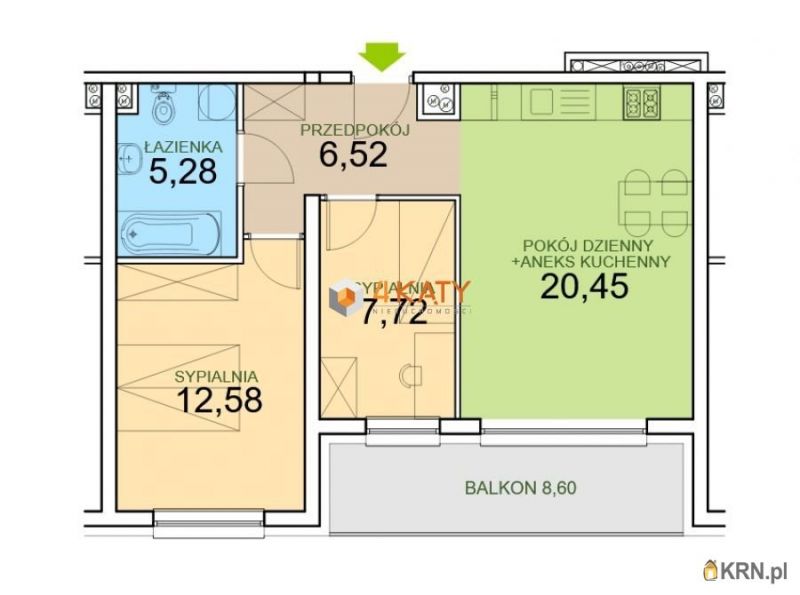 Mieszkanie Zielona Góra 52.55m2, mieszkanie na sprzedaż