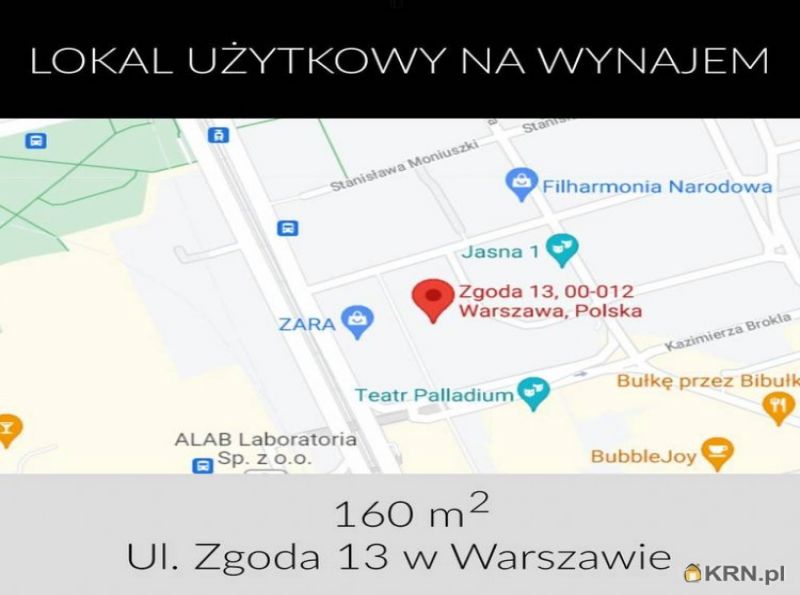 Lokal użytkowy Warszawa 160.00m2, lokal użytkowy do wynajęcia