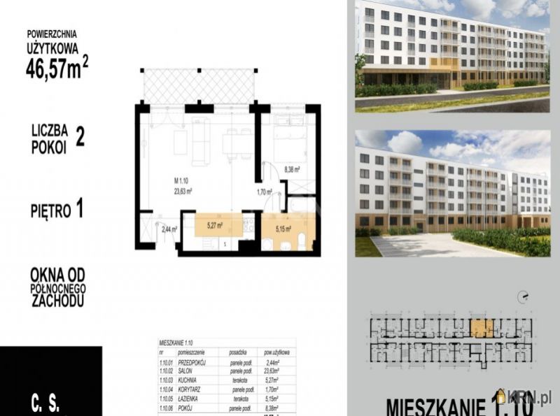 Mieszkanie Głogów 46.57m2, mieszkanie na sprzedaż