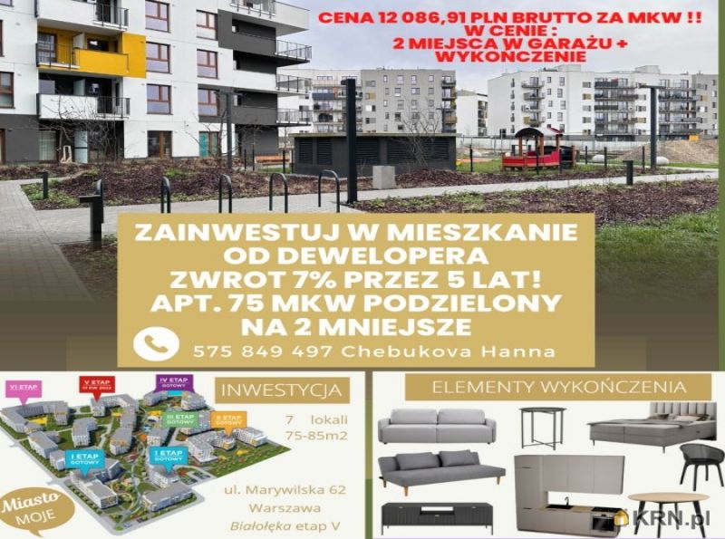 Mieszkanie Warszawa 76.00m2, mieszkanie na sprzedaż
