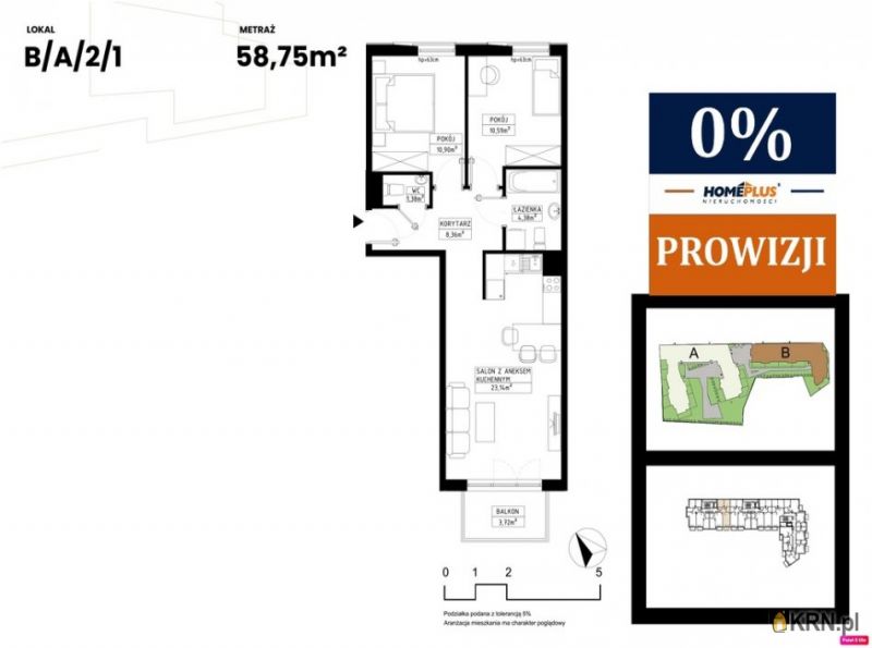 Mieszkanie Gliwice 58.75m2, mieszkanie na sprzedaż