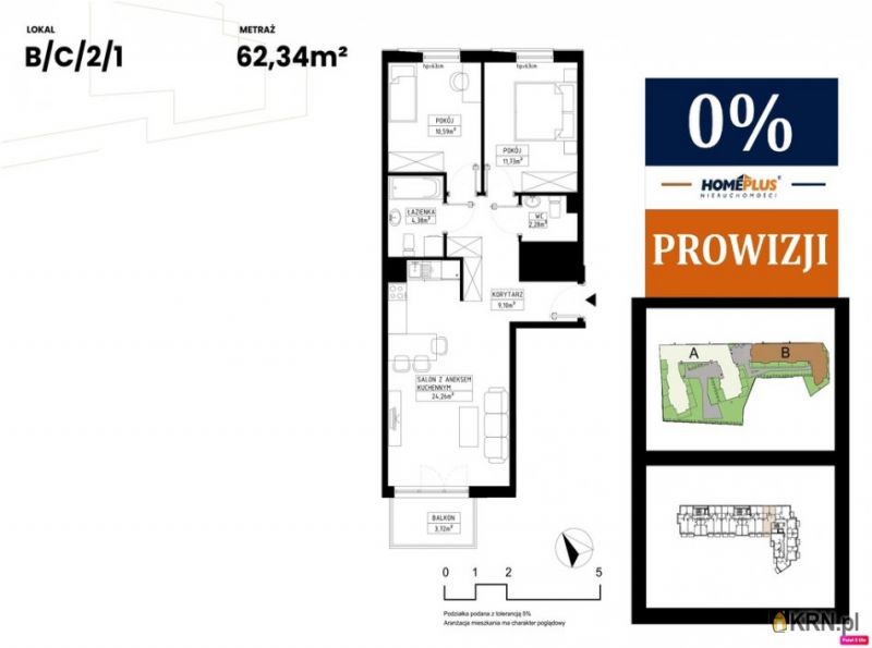 Mieszkanie Gliwice 62.34m2, mieszkanie na sprzedaż