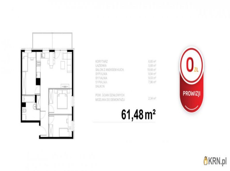 Mieszkanie Tychy 61.48m2, mieszkanie na sprzedaż