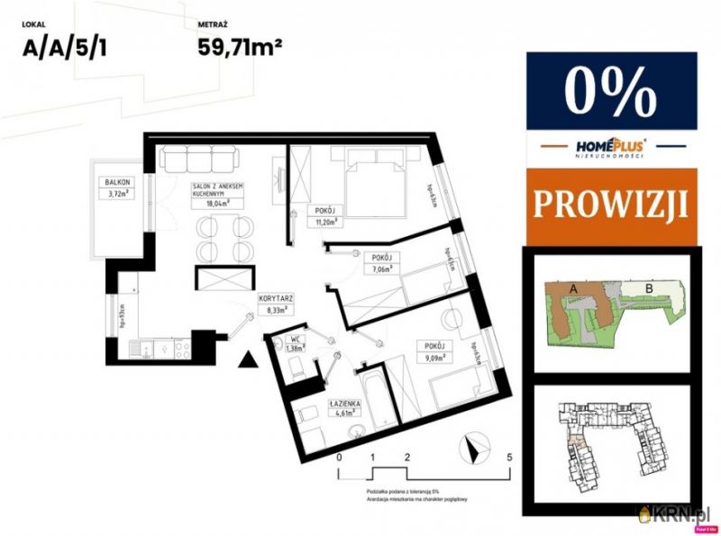 Mieszkanie Gliwice 59.71m2, mieszkanie na sprzedaż
