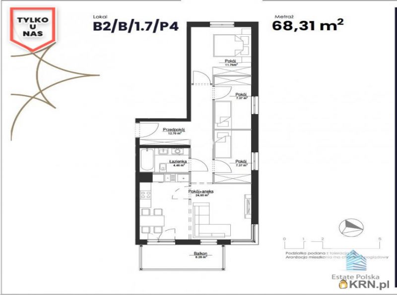 Mieszkanie Pruszcz Gdański 68.31m2, mieszkanie na sprzedaż