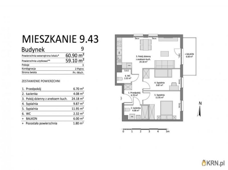 Mieszkanie Gdańsk 59.10m2, mieszkanie na sprzedaż