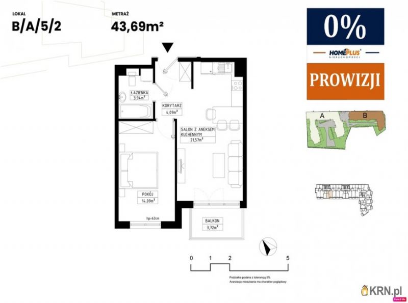Mieszkanie Gliwice 43.69m2, mieszkanie na sprzedaż