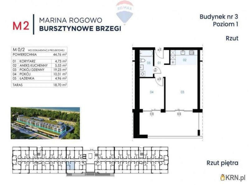 Mieszkanie Rogowo 44.76m2, mieszkanie na sprzedaż