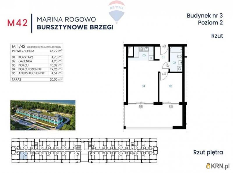 Mieszkanie Rogowo 43.72m2, mieszkanie na sprzedaż