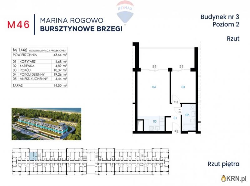 Mieszkanie Rogowo 43.64m2, mieszkanie na sprzedaż