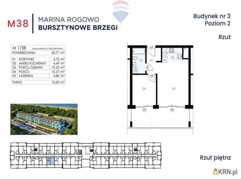 Mieszkanie Rogowo 43.77m2, mieszkanie na sprzedaż