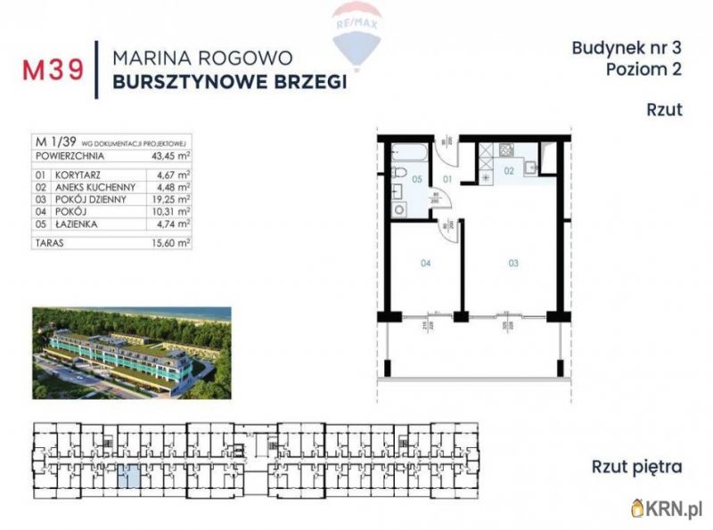 Mieszkanie Rogowo 43.45m2, mieszkanie na sprzedaż