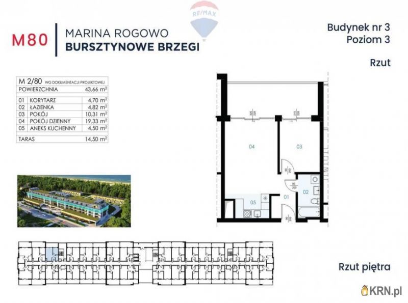 Mieszkanie Rogowo 43.66m2, mieszkanie na sprzedaż