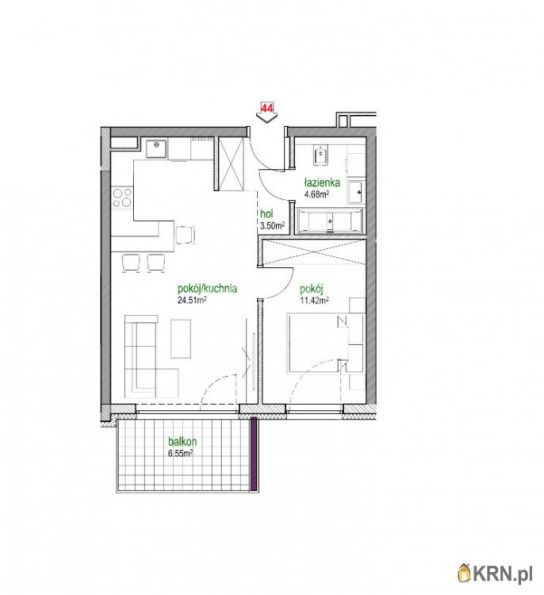 Mieszkanie Częstochowa 44.11m2, mieszkanie na sprzedaż