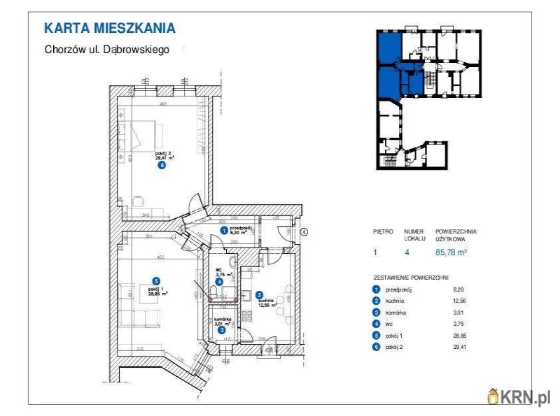 Mieszkanie Chorzów 85.78m2, mieszkanie na sprzedaż