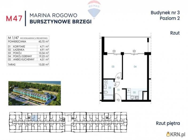 Mieszkanie Rogowo 43.70m2, mieszkanie na sprzedaż