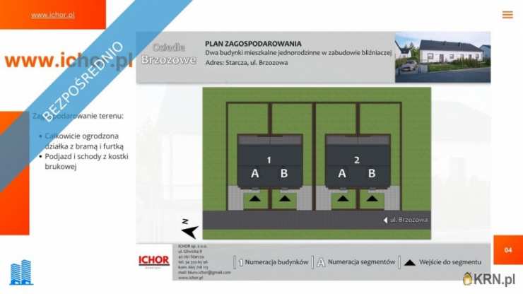 4 pokojowe, Dom  na sprzedaż, Starcza, ul. Brzozowa