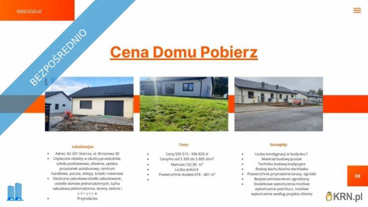 Dom  na sprzedaż, Starcza, ul. Brzozowa, 4 pokojowe