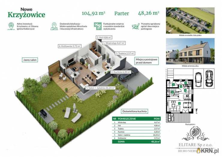 5 pokojowe, Dom  na sprzedaż, Kobierzyce, ul. 
