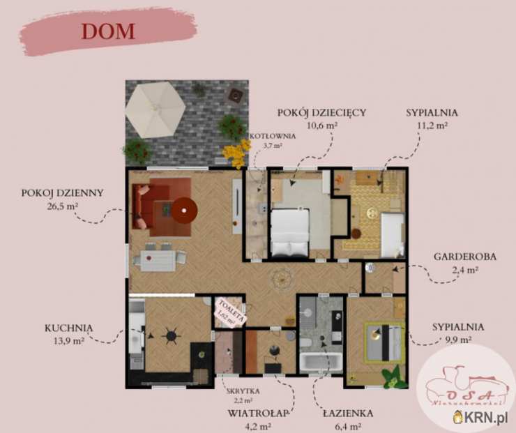 Jaszkowo, ul. , 4 pokojowe, Dom  na sprzedaż