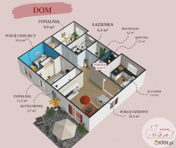 4 pokojowe, Jaszkowo, ul. , Dom  na sprzedaż