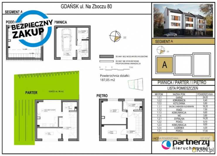 Dom  na sprzedaż, Gdańsk, Siedlce, ul. Na Zboczu, 5 pokojowe