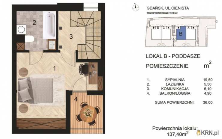 4 pokojowe, Dom  na sprzedaż, Gdańsk, Chełm, ul. Cienista