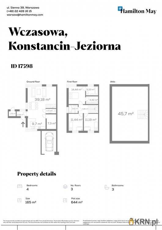 Hamilton May, Dom  do wynajęcia, Konstancin-Jeziorna, Klarysew, ul. Wczasowa