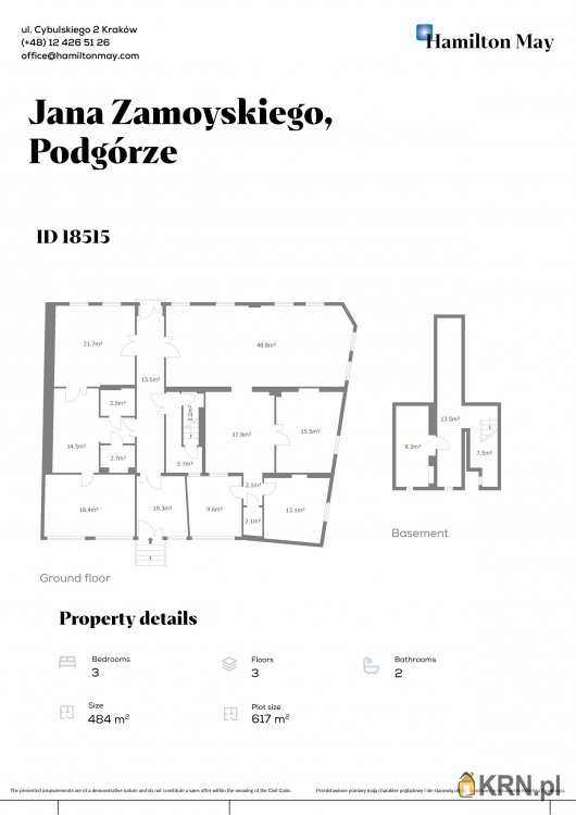 Dom  do wynajęcia, , Kraków, Podgórze/Stare Podgórze, ul. J. Zamoyskiego