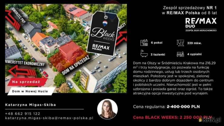 6 pokojowe, Kraków, Grzegórzki/Olsza, ul. , Dom  na sprzedaż