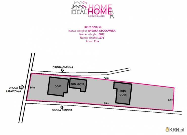  Ideal Home Nieruchomości , Dom  na sprzedaż, Wysoka Głogowska, ul. 