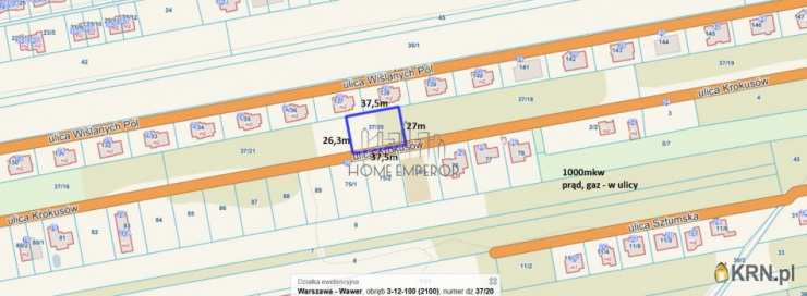 Działki  na sprzedaż, Warszawa, Wawer/Falenica, ul. Krokusów, 