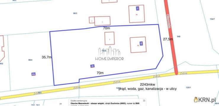 Duchnice, ul. Żytnia, , Działki  na sprzedaż