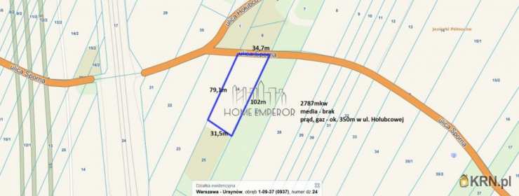 , Działki  na sprzedaż, Warszawa, Ursynów/Jeziorki, ul. Sporna