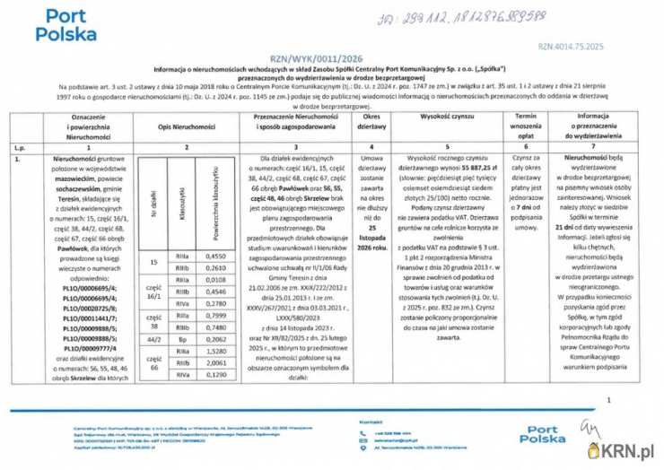 Działki  do wynajęcia, Pawłówek, ul. , 