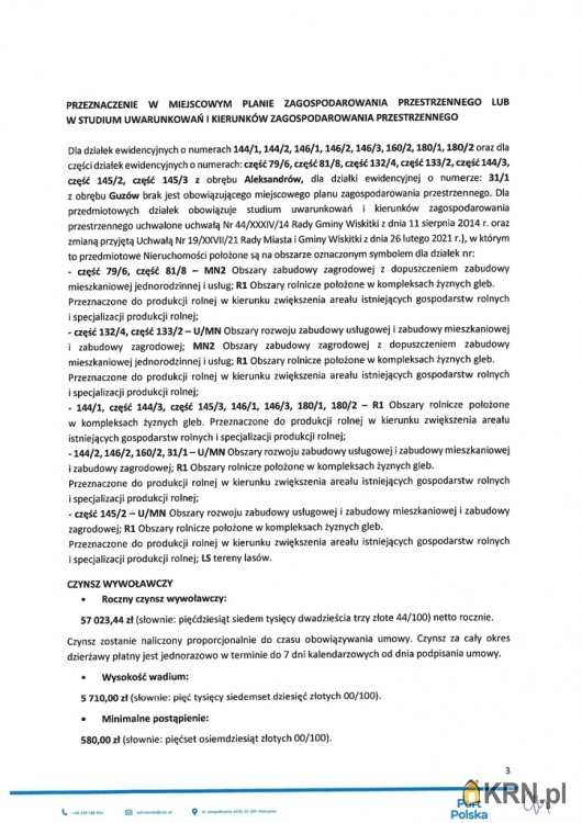 Wiskitki, ul. , Działki  do wynajęcia, 