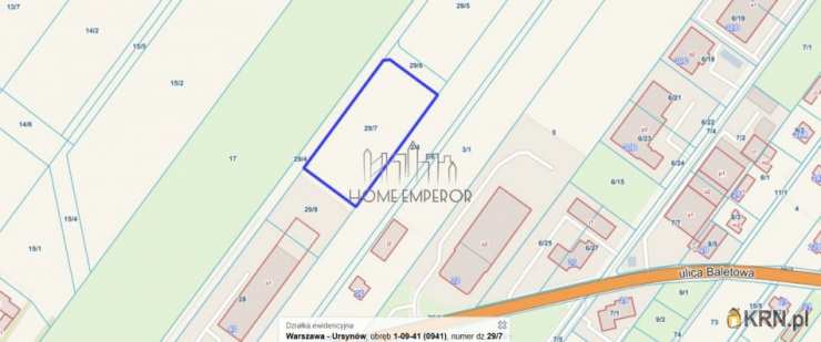 Działki  na sprzedaż, Warszawa, Ursynów/Jeziorki, ul. Baletowa, 
