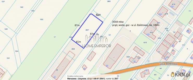 Działki  na sprzedaż, , Warszawa, Ursynów/Jeziorki, ul. Baletowa