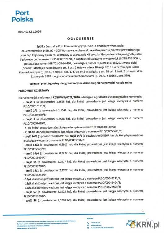 Działki  do wynajęcia, Teresin, ul. , 