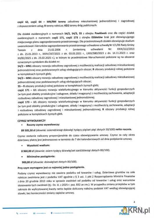 Teresin, ul. , , Działki  do wynajęcia