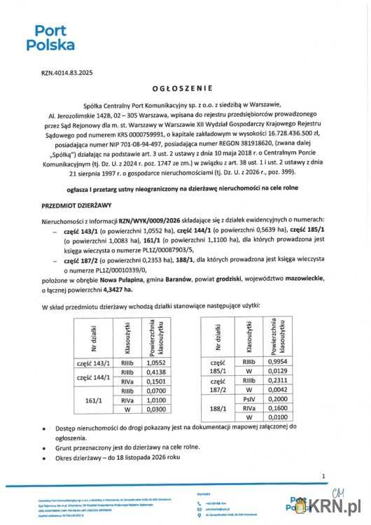 Działki  do wynajęcia, Nowa Pułapina, ul. , 
