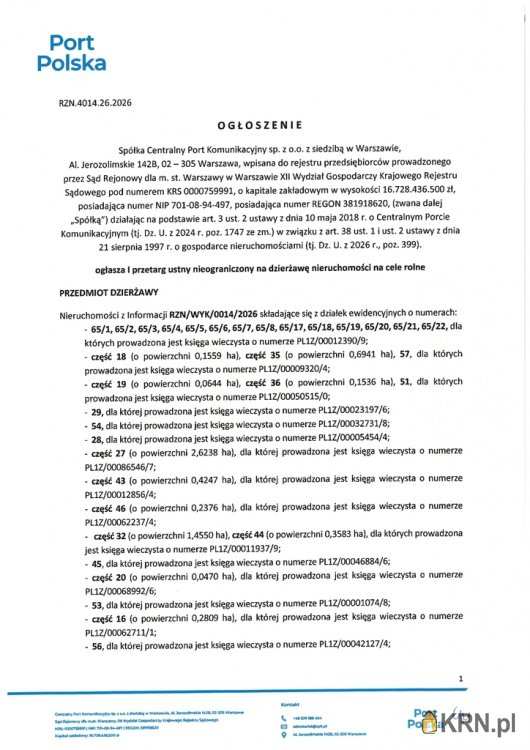 Działki  do wynajęcia, Podbuszyce, ul. , 