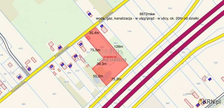 Działki  na sprzedaż, Robercin, ul. Podskarbińska, 