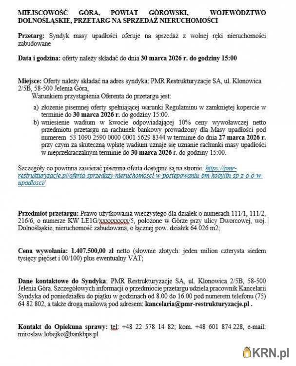 Działki  na sprzedaż, Góra, ul. , 