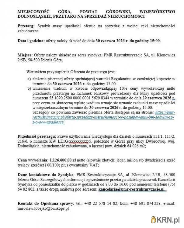 Działki  na sprzedaż, , Góra, ul. 